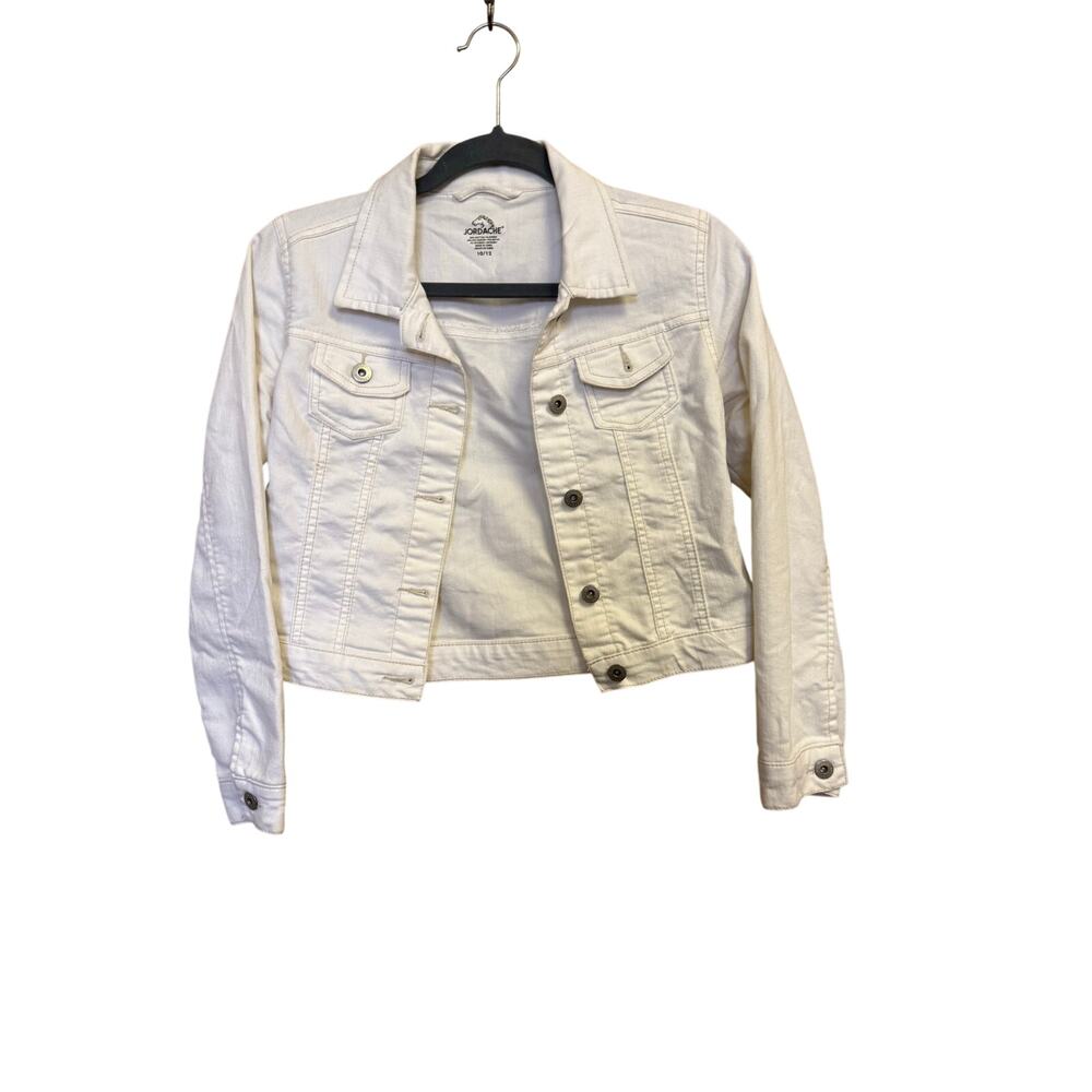jordache white denim y2k jean jacket kids size 10-12